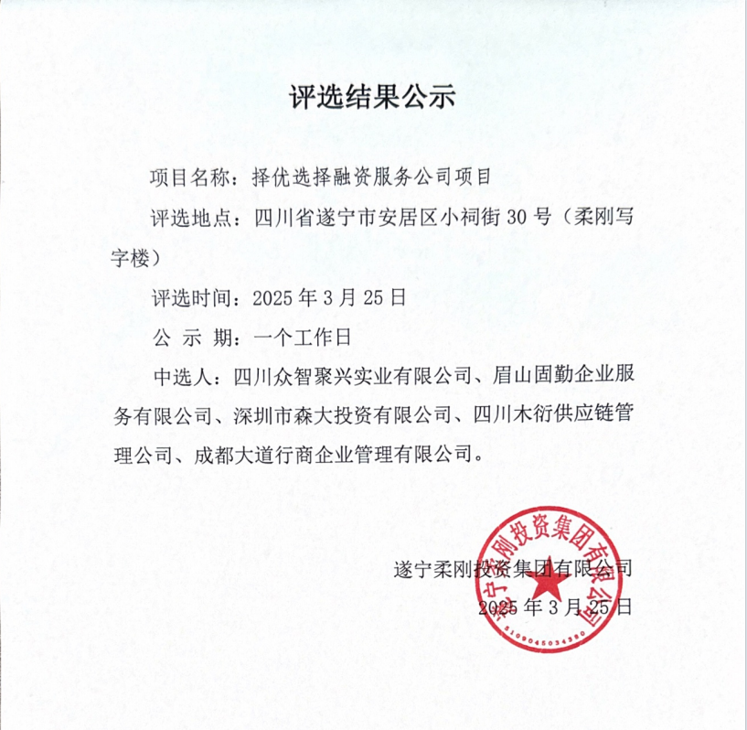 评选结果公示